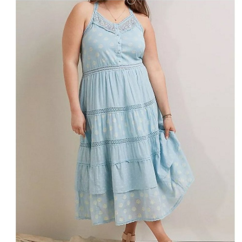 Pilcro Lace Tiered Midi Dress Plus size